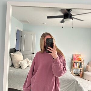 Abercrombie & Fitch Mauve Distressed Crewneck